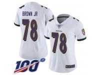 #78 Limited Orlando Brown Jr. White Football Road Women's Jersey Baltimore Ravens Vapor Untouchable 100th Season