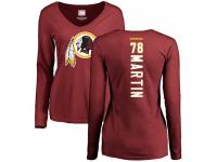 #78 Wes Martin Maroon Football Backer Women's Washington Redskins Long Sleeve T-Shirt