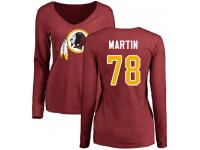 #78 Wes Martin Maroon Football Name & Number Logo Women's Washington Redskins Long Sleeve T-Shirt