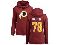 #78 Wes Martin Maroon Football Name & Number Logo Women's Washington Redskins Pullover Hoodie