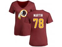 #78 Wes Martin Maroon Football Name & Number Logo Women's Washington Redskins T-Shirt