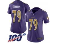#79 Limited Ronnie Stanley Purple Football Women's Jersey Baltimore Ravens Rush Vapor Untouchable 100th Season