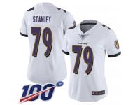 #79 Limited Ronnie Stanley White Football Road Women's Jersey Baltimore Ravens Vapor Untouchable 100th Season