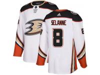 #8 Adidas Authentic Teemu Selanne Youth White NHL Jersey - Away Anaheim Ducks
