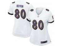 #80 Baltimore Ravens Miles Boykin Game Women's Road White Jersey Football
