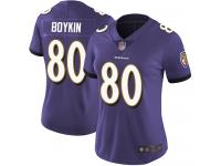 #80 Baltimore Ravens Miles Boykin Limited Women's Home Purple Jersey Football Vapor Untouchable