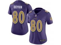 #80 Baltimore Ravens Miles Boykin Limited Women's Purple Jersey Football Rush Vapor Untouchable