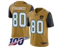 #80 Limited James O'Shaughnessy Gold Football Youth Jersey Jacksonville Jaguars Rush Vapor Untouchable 100th Season