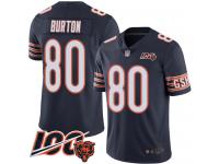 #80 Limited Trey Burton Navy Blue Football Home Men's Jersey Chicago Bears 100th Season
