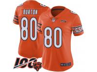 #80 Limited Trey Burton Orange Football Alternate Women's Jersey Chicago Bears 100th Season