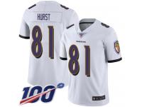 #81 Limited Hayden Hurst White Football Road Youth Jersey Baltimore Ravens Vapor Untouchable 100th Season