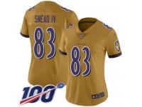 #83 Limited Willie Snead IV Gold Football Women's Jersey Baltimore Ravens Inverted Legend 100th Season