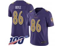#86 Limited Nick Boyle Purple Football Youth Jersey Baltimore Ravens Rush Vapor Untouchable 100th Season