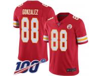 #88 Limited Tony Gonzalez Red Football Home Men's Jersey Kansas City Chiefs Vapor Untouchable 100th Season