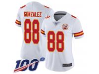 #88 Limited Tony Gonzalez White Football Road Women's Jersey Kansas City Chiefs Vapor Untouchable 100th Season
