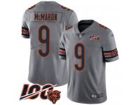 #9 Limited Jim McMahon Silver Football Men's Jersey Chicago Bears Inverted Legend Vapor Rush 100th Season