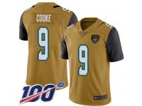 #9 Limited Logan Cooke Gold Football Youth Jersey Jacksonville Jaguars Rush Vapor Untouchable 100th Season