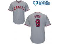 #9 Youth Justin Upton Replica Jersey Grey MLB Majestic Road Los Angeles Angels of Anaheim Cool Base