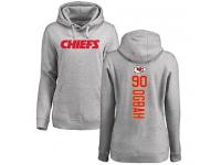 #90 Emmanuel Ogbah Ash Football Backer Women's Kansas City Chiefs Pullover Hoodie