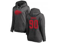#90 Emmanuel Ogbah Ash Football One Color Women's Kansas City Chiefs Pullover Hoodie