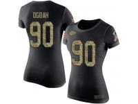 #90 Emmanuel Ogbah Black Camo Football Salute to Service Women's Kansas City Chiefs T-Shirt