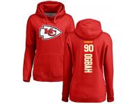 #90 Emmanuel Ogbah Red Football Backer Women's Kansas City Chiefs Pullover Hoodie