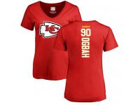 #90 Emmanuel Ogbah Red Football Backer Women's Kansas City Chiefs T-Shirt