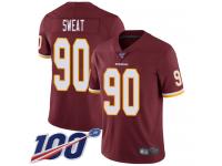 #90 Limited Montez Sweat Burgundy Red Football Home Men's Jersey Washington Redskins Vapor Untouchable 100th Season