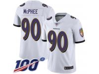 #90 Limited Pernell McPhee White Football Road Youth Jersey Baltimore Ravens Vapor Untouchable 100th Season