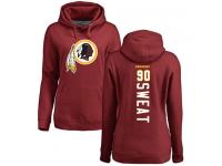 #90 Montez Sweat Maroon Football Backer Women's Washington Redskins Pullover Hoodie
