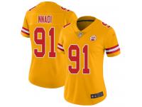 #91 Limited Derrick Nnadi Gold Football Women's Jersey Kansas City Chiefs Inverted Legend Vapor Rush