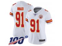 #91 Limited Derrick Nnadi White Football Road Women's Jersey Kansas City Chiefs Vapor Untouchable 100th Season