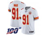 #91 Limited Derrick Nnadi White Football Road Youth Jersey Kansas City Chiefs Vapor Untouchable 100th Season