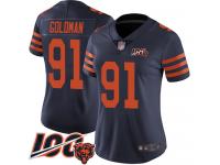 #91 Limited Eddie Goldman Navy Blue Football Women's Jersey Chicago Bears Rush Vapor Untouchable 100th Season