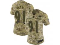 #91 Limited Shane Ray Camo Football Women's Jersey Baltimore Ravens 2018 Salute to Service