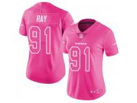 #91 Limited Shane Ray Pink Football Women's Jersey Baltimore Ravens Rush Fashion