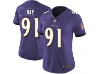 #91 Limited Shane Ray Purple Football Home Women's Jersey Baltimore Ravens Vapor Untouchable
