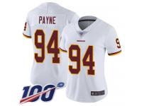 #94 Limited Da'Ron Payne White Football Road Women's Jersey Washington Redskins Vapor Untouchable 100th Season