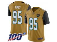 #95 Limited Abry Jones Gold Football Youth Jersey Jacksonville Jaguars Rush Vapor Untouchable 100th Season