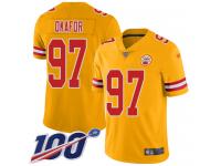 #97 Limited Alex Okafor Gold Football Men's Jersey Kansas City Chiefs Inverted Legend 100th Season