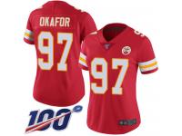 #97 Limited Alex Okafor Red Football Home Women's Jersey Kansas City Chiefs Vapor Untouchable 100th Season