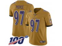 #97 Limited Michael Pierce Gold Football Youth Jersey Baltimore Ravens Inverted Legend 100th Season
