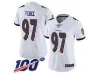 #97 Limited Michael Pierce White Football Road Women's Jersey Baltimore Ravens Vapor Untouchable 100th Season