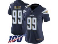 #99 Limited Jerry Tillery Navy Blue Football Home Women's Jersey Los Angeles Chargers Vapor Untouchable 100th Season