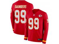 #99 Limited Khalen Saunders Red Football Men's Jersey Kansas City Chiefs Therma Long Sleeve