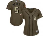 Angels #5 Albert Pujols Green Salute to Service Women Stitched Baseball Jersey