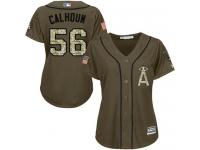 Angels #56 Kole Calhoun Green Salute to Service Women Stitched Baseball Jersey