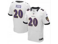 Baltimore Ravens #20 White Ed Reed Men's Elite Jersey