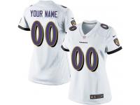 Baltimore Ravens Customized Women's Road Jersey - White Nike NFL Limited