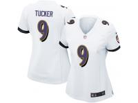 Baltimore Ravens Justin Tucker Women's Road Jersey - White Nike NFL #9 Game